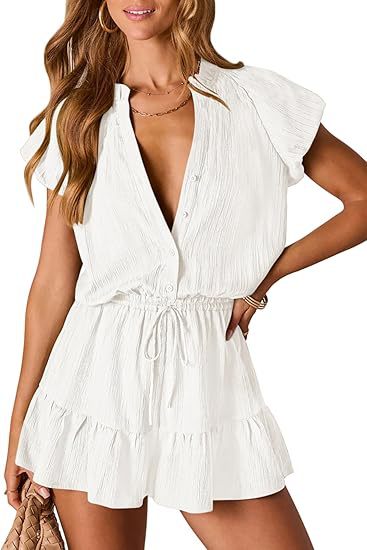 Elegant Ruffled V-Neck Jumpsuit with Pockets