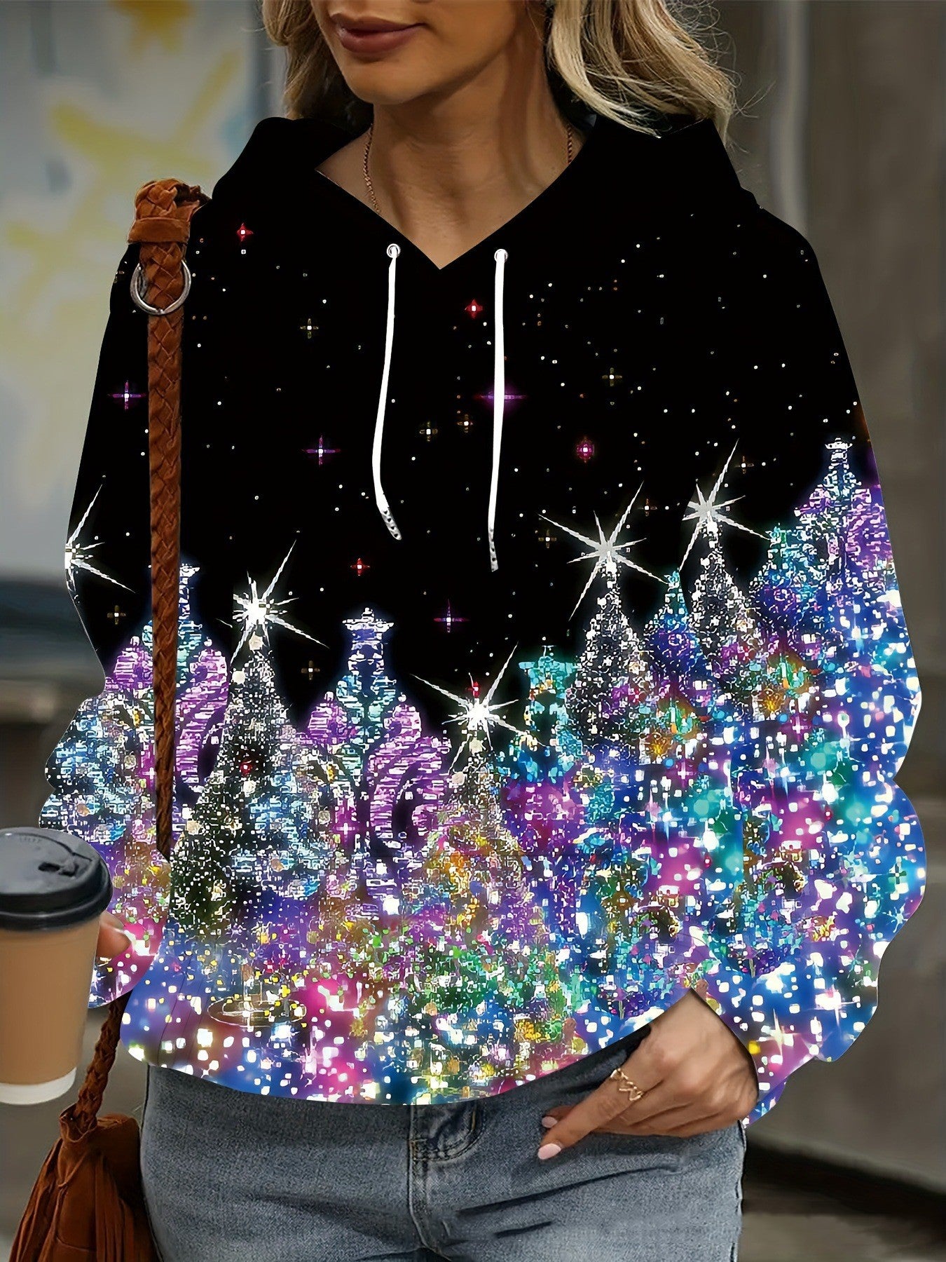 Festive 3D Christmas Print Women's Hoodie