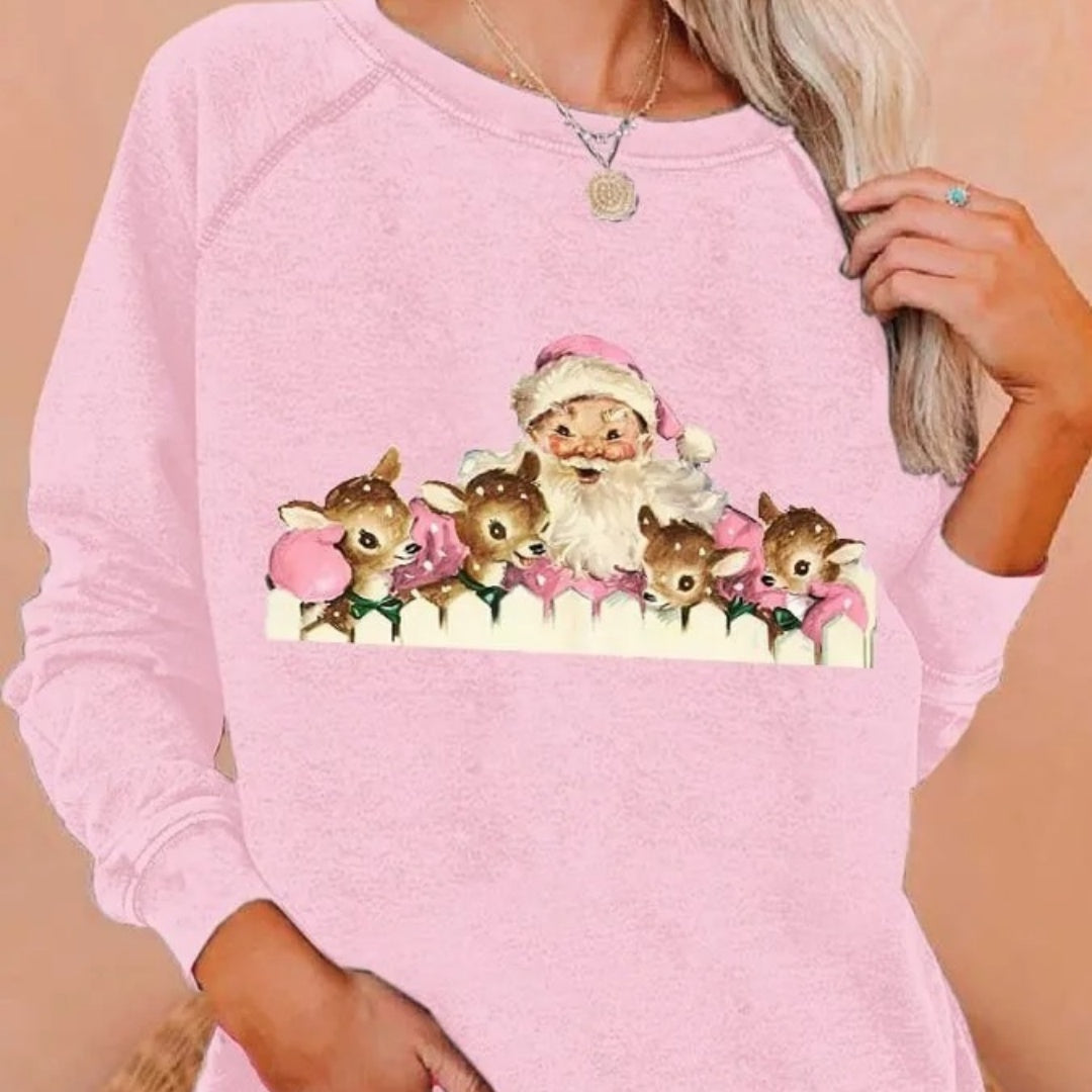 Women's 3D Print Long Sleeve Casual Pullover Sweater