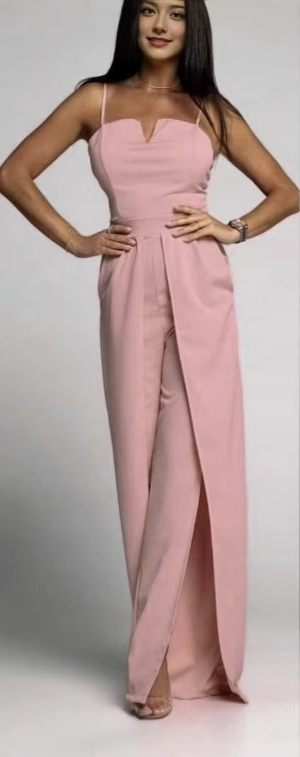 Sleek Bustier Slit Jumpsuit for Women