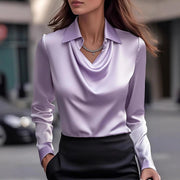 Womens Solid-Color Loose, Simple Boat-Neck Shirt