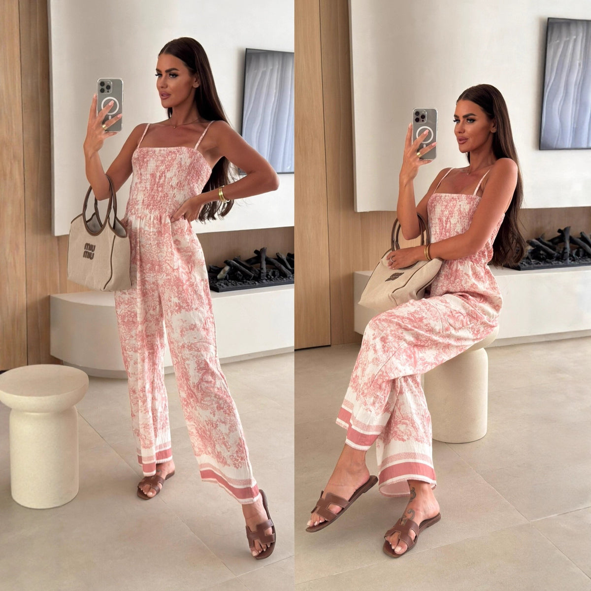 Chic Bohemian Strapless Wide-Leg Jumpsuit