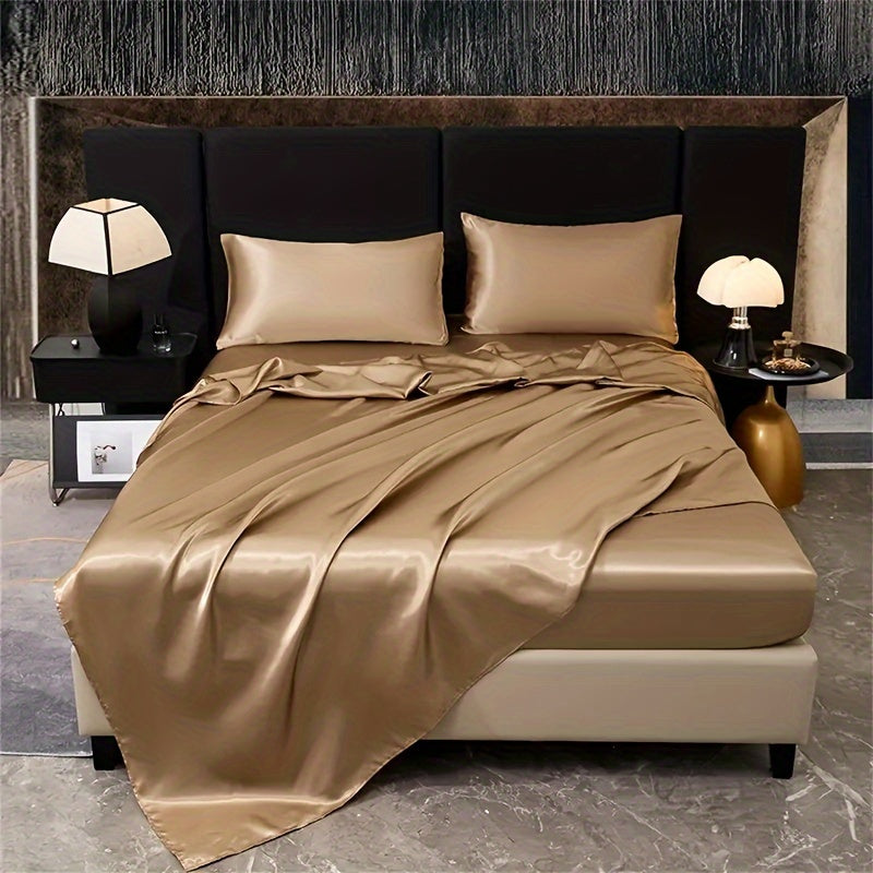 Luxurious 4pcs Light Luxury Silky Colorful Dot Four-piece Set With 1 Fitted Sheet, 1 Sheet, 2 Pillowcases, Suitable For Home Bedrooms, Guest Rooms And Hotels. It Is Of High Quality, Comfortable And Du