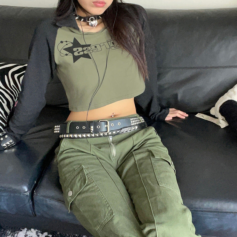 Chic Cropped Raglan Long Sleeve Fitted Tee