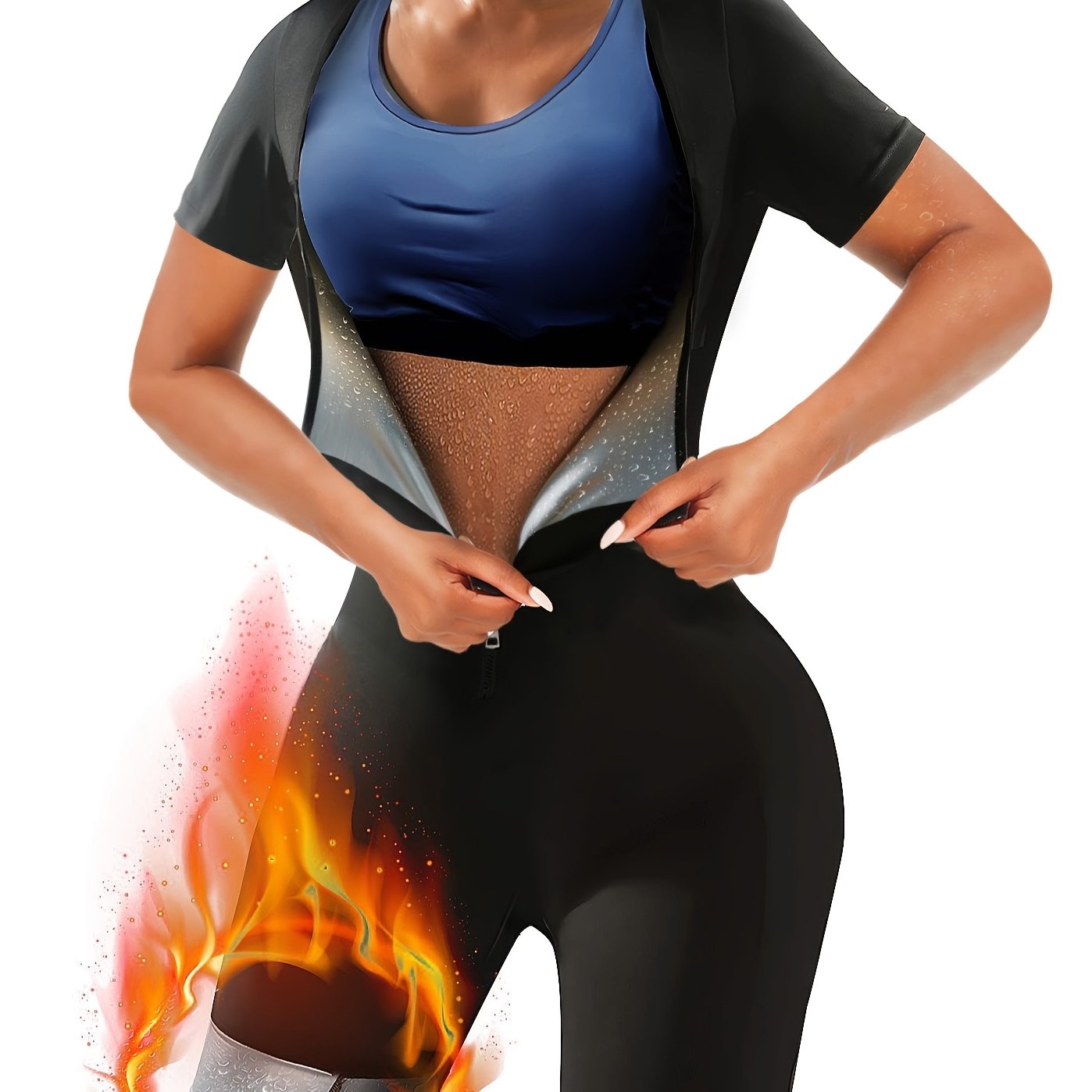 Women's Sauna Suit Sweat Vest with Integrated Waist Trainer – 3‑in‑1 Plus Size Gym Top