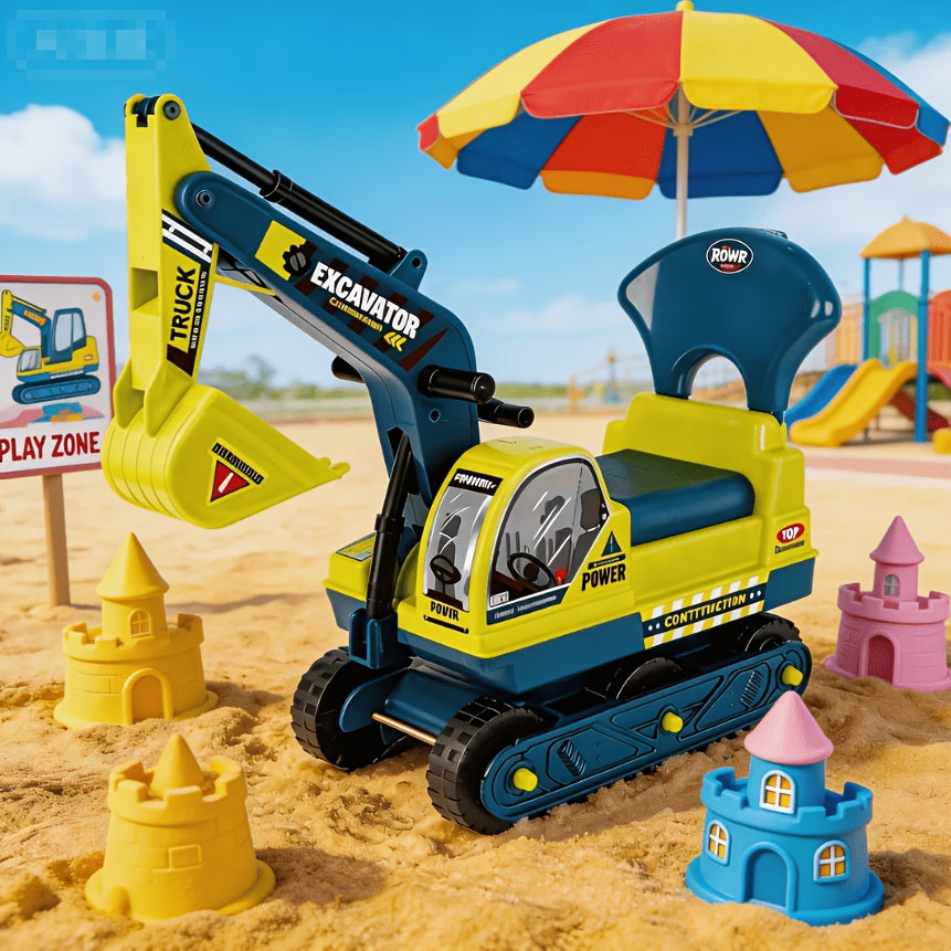 Large Manual-Powered Ride-On Engineering Vehicle Toy for Kids, Sturdy Construction Truck with Safety Bumpers