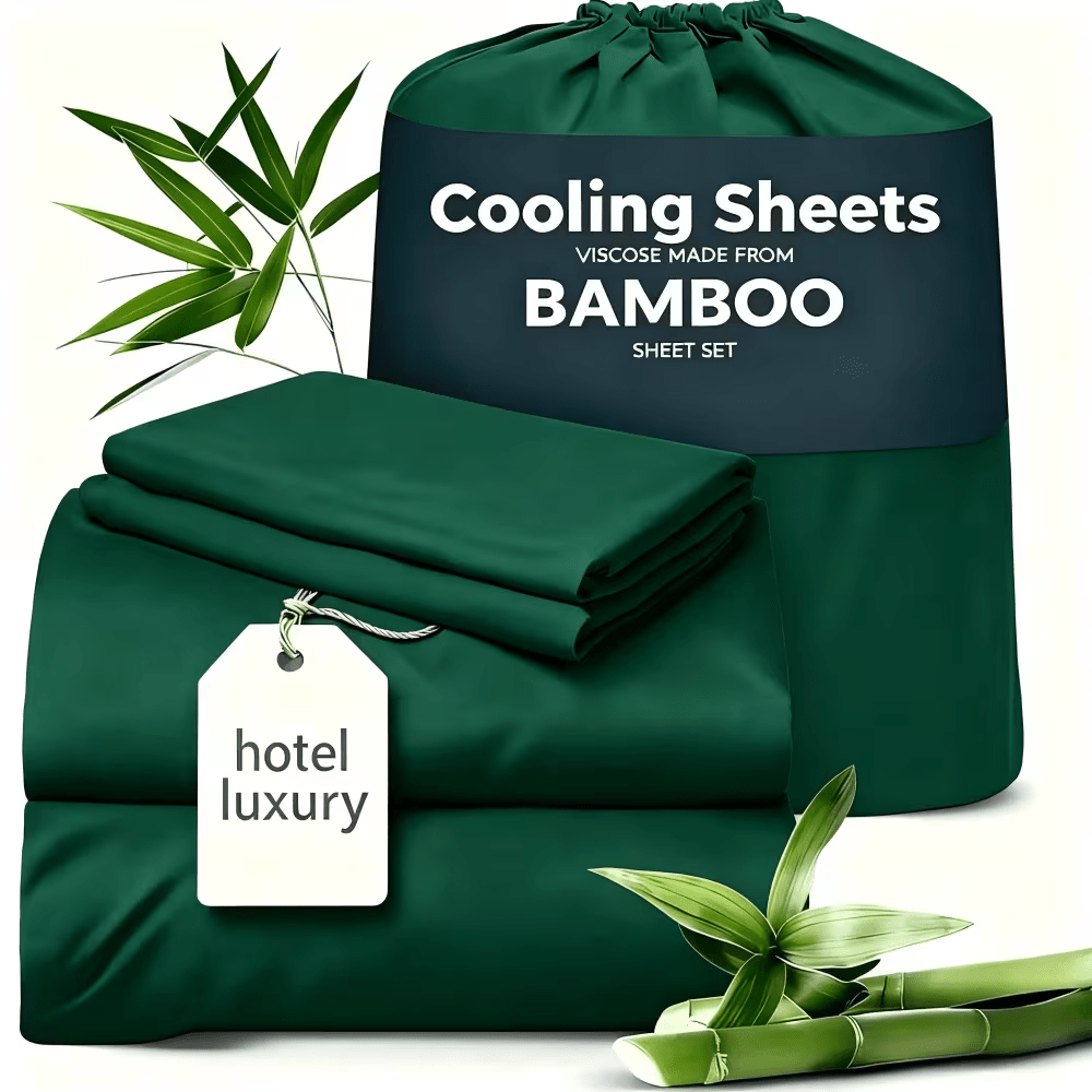 Cooling Bamboo Fiber Sheet Set – 4 Piece, 16‑Inch Extra‑Deep Pocket, Twin/Full/Queen/King Sizes