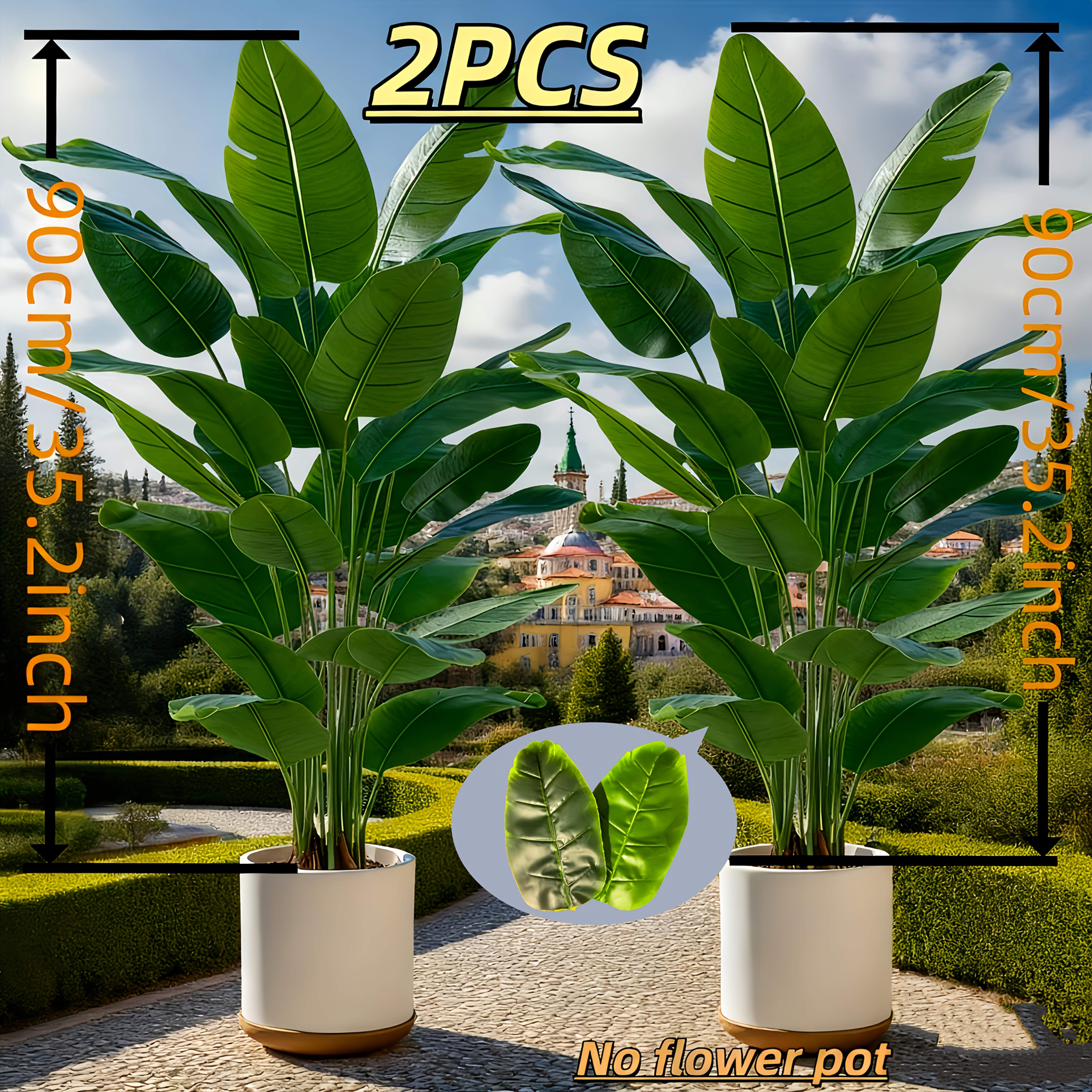 2 Giant Artificial Banana Trees with 48 Realistic Tropical Leaves - Low-Maintenance Plastic Decor for Indoor & Outdoor Use, Perfectly Suited to Gardens, Weddings, Homes, and Offices. Ideal Choice in…