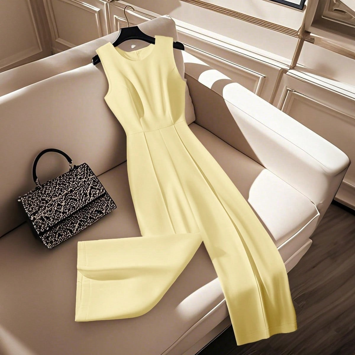 Sleeveless Waist-Cinching Wide-Leg Jumpsuit