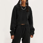 Women's V-Neck Long-Sleeve Crop Sweatshirt & Lace-Up Pants Set
