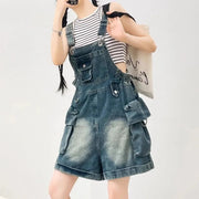 Vintage Denim Overalls Short Romper for Women