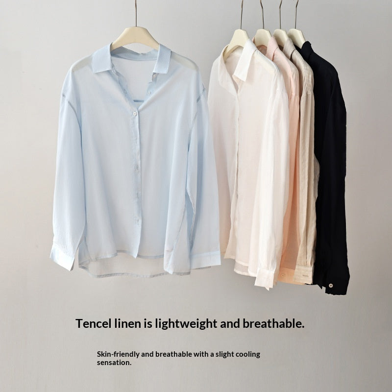 Tencel Linen Long-sleeve Shirt Womens Summer New Style