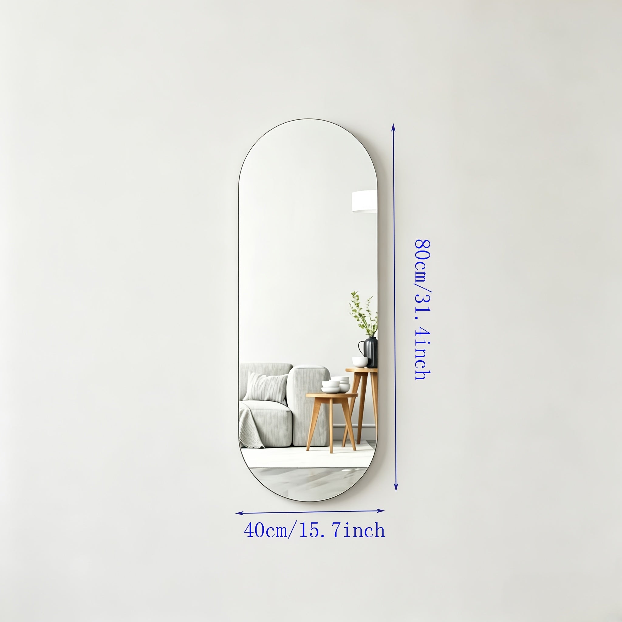 Self-adhesive acrylic full-length wall mirror for bedroom dressing areas