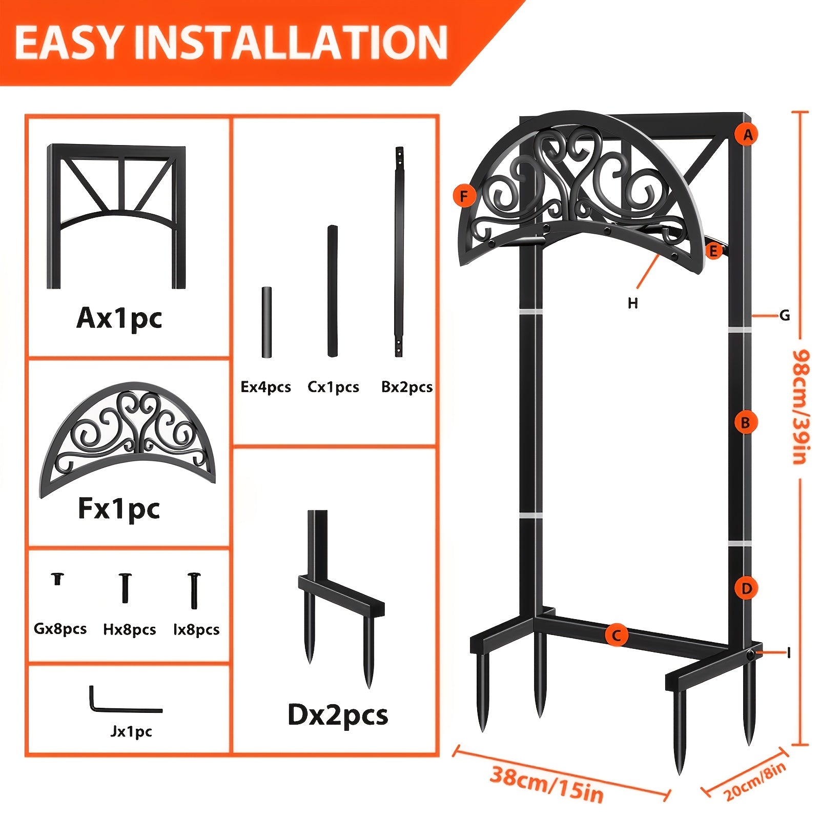Heavy-Duty Black Metal Garden Hose Holder with Spikes