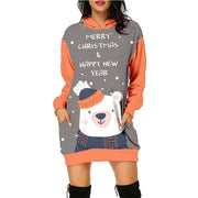 Festive Christmas Print Casual Holiday Sweater Dress