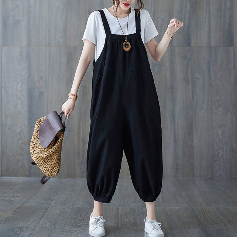 Patchwork Harem Overalls Versatile Jumpsuit