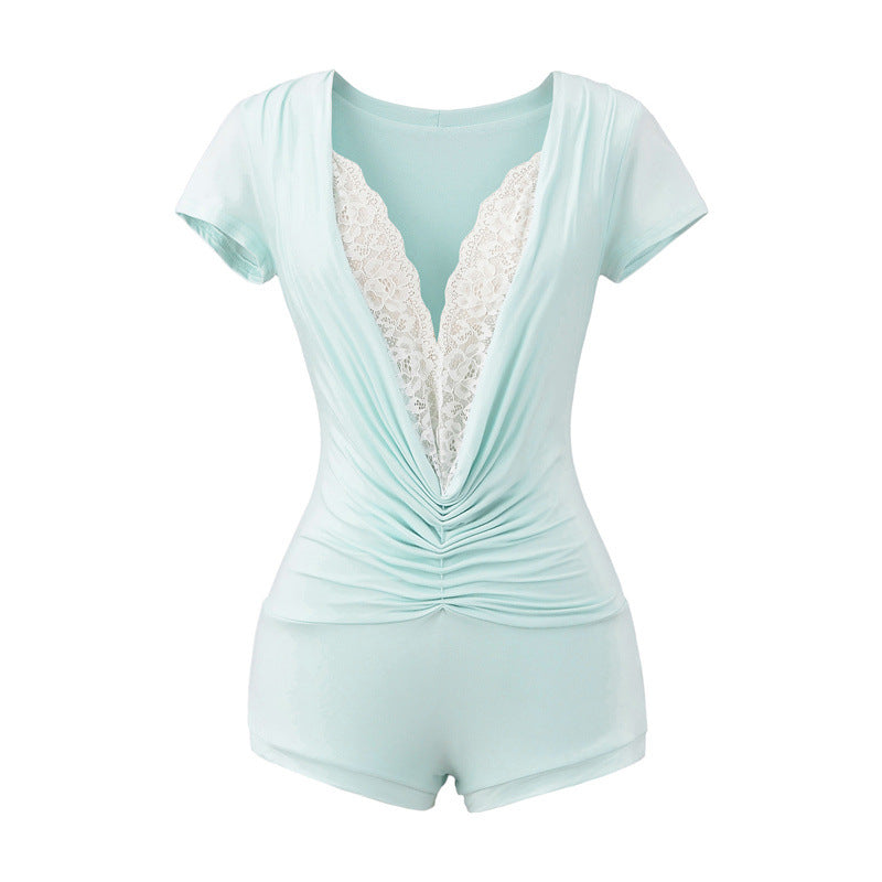 Lace Deep V-Neck Romper Cute Summer Jumpsuit