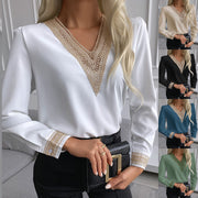 Womens Long-sleeve Shirt With Lace Trim