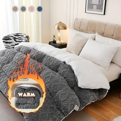 Extra thick taffeta comforter with soft plush sherpa finish