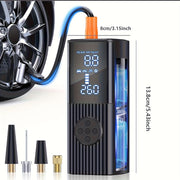 Portable 210 PSI Tire Inflator with Digital Gauge, Rechargeable Battery and LED Light