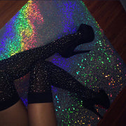 Sexy Rhinestone Striped Women's Stockings - Hot Fashion Socks