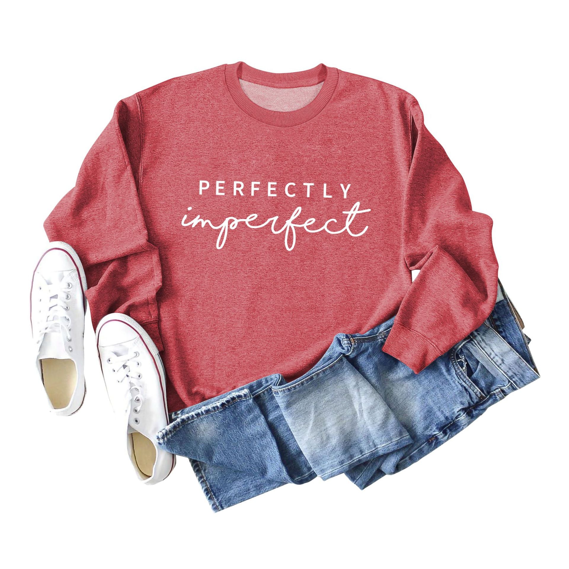 PERFECTLY Imperfect Women's Round Neck Long Sleeve Sweater