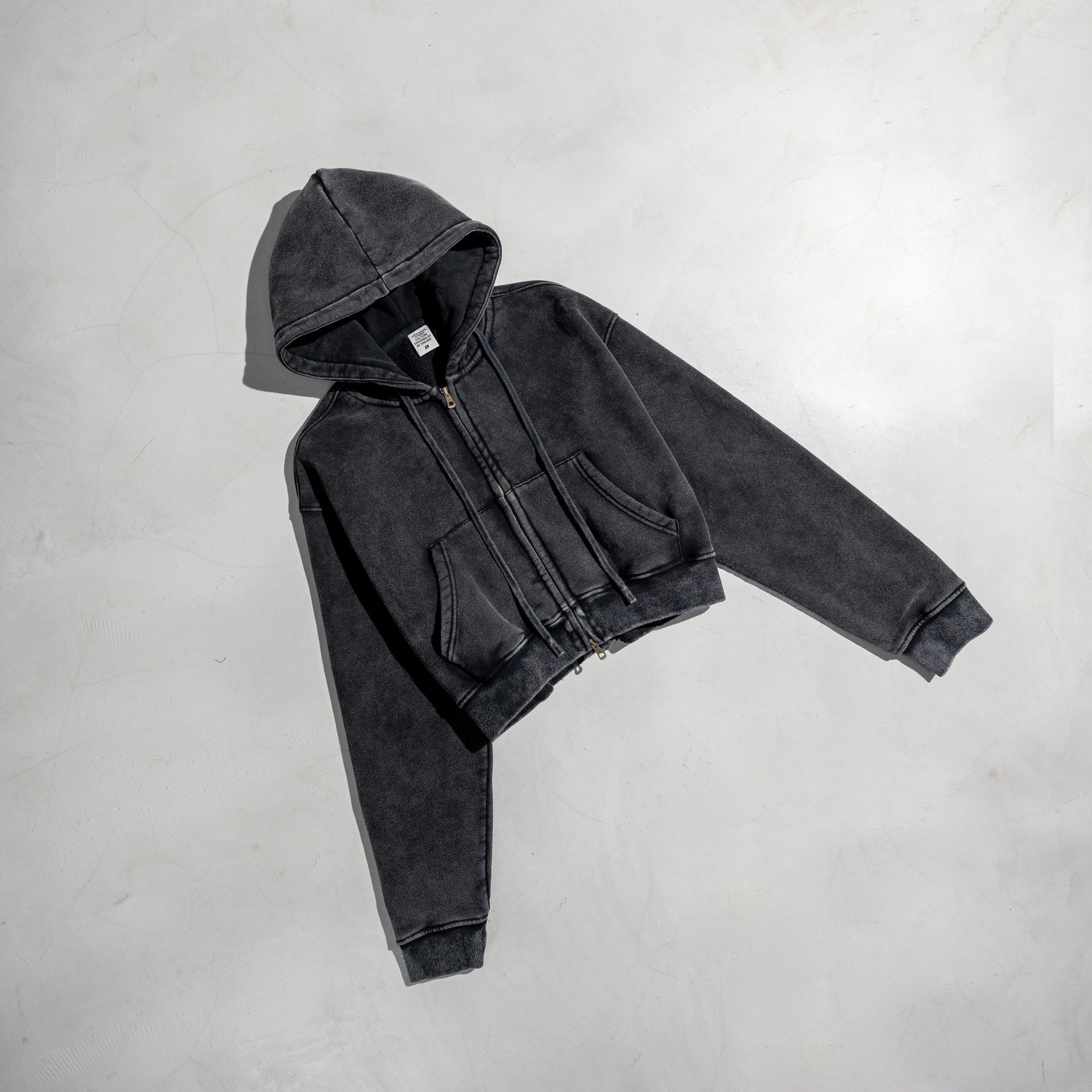 Retro Color Block Zip Hooded Sweater