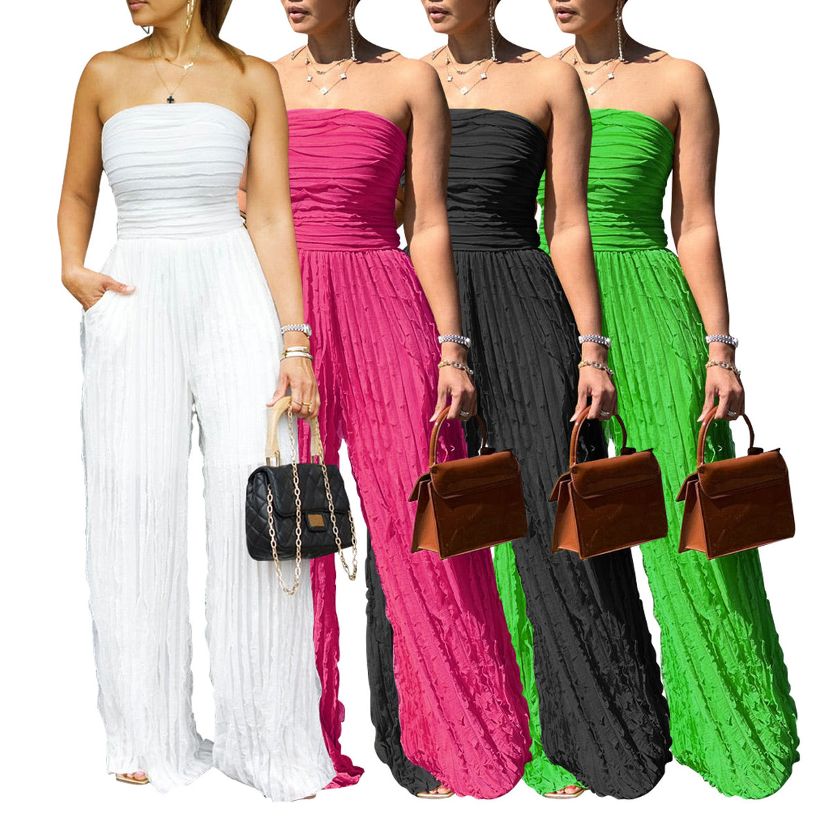 Chic Strapless Wide-Leg Casual Jumpsuit