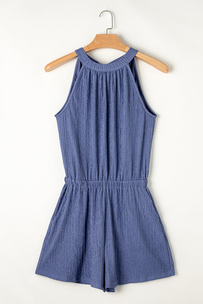 Women's Solid Pocket Straight Short Jumpsuit