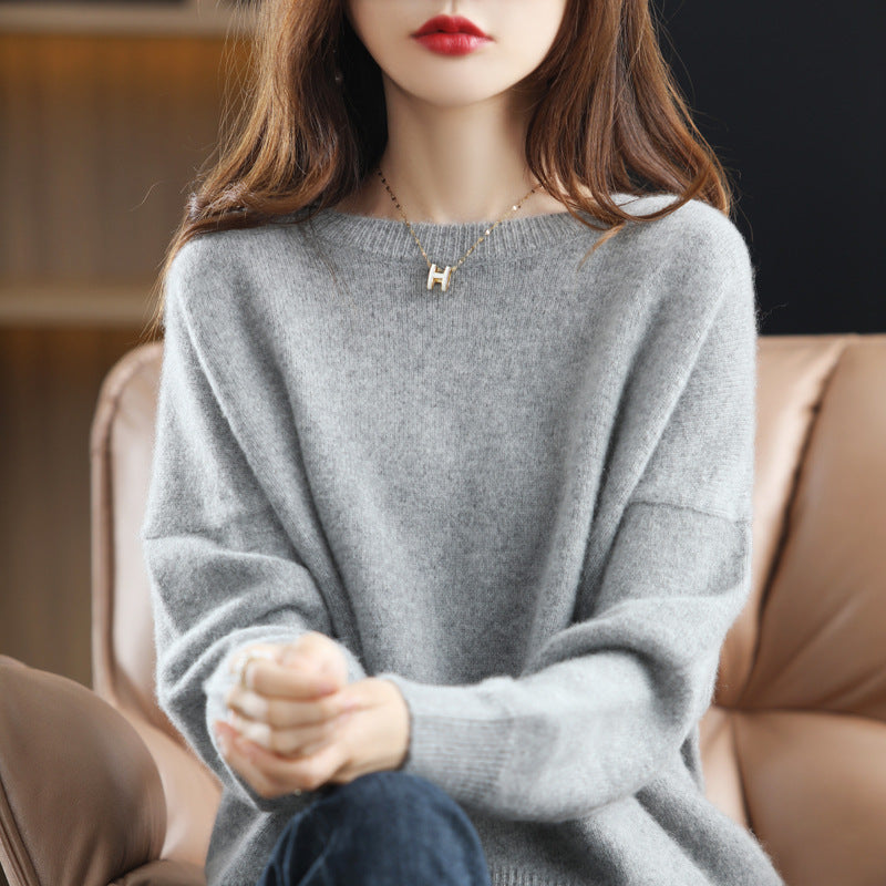 Loose and Idle Underwear Crew Neck Simple Sweater