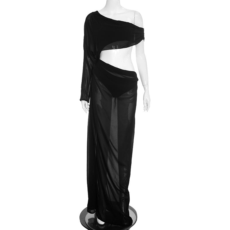 Chic One-Shoulder Chiffon A-Line Summer Dress