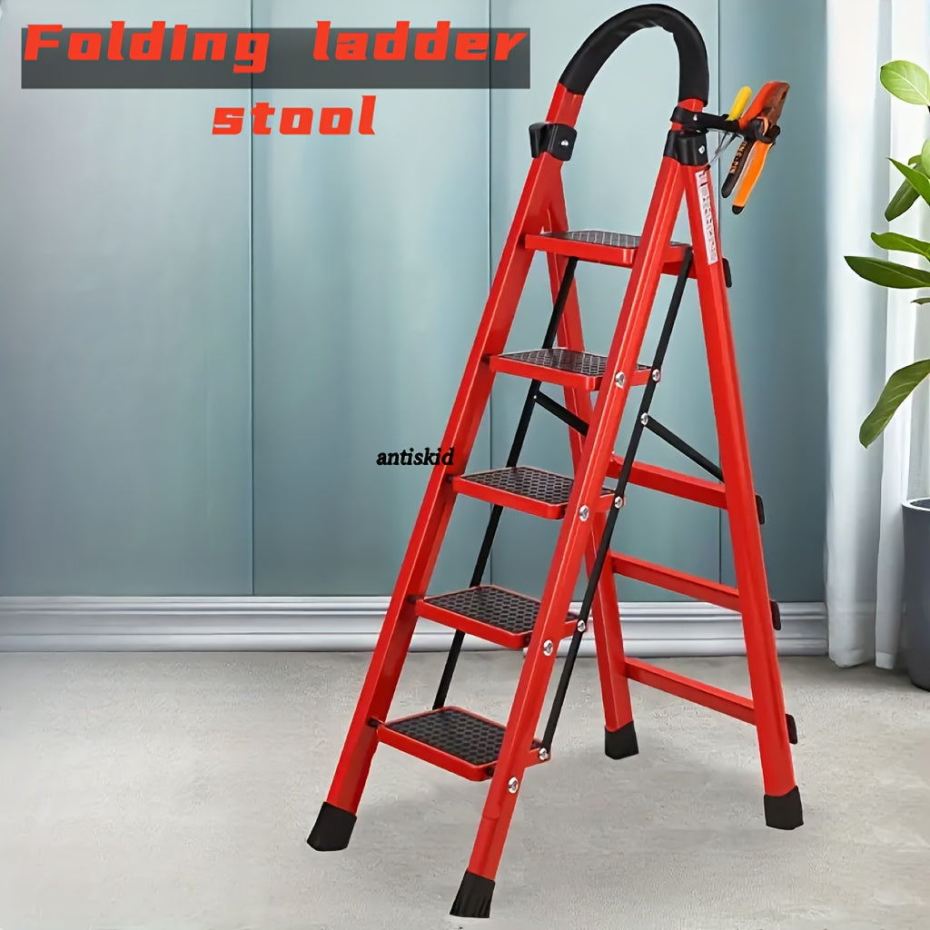 Heavy-Duty 2 to 5-Step Folding Ladder with 500 Lbs Capacity