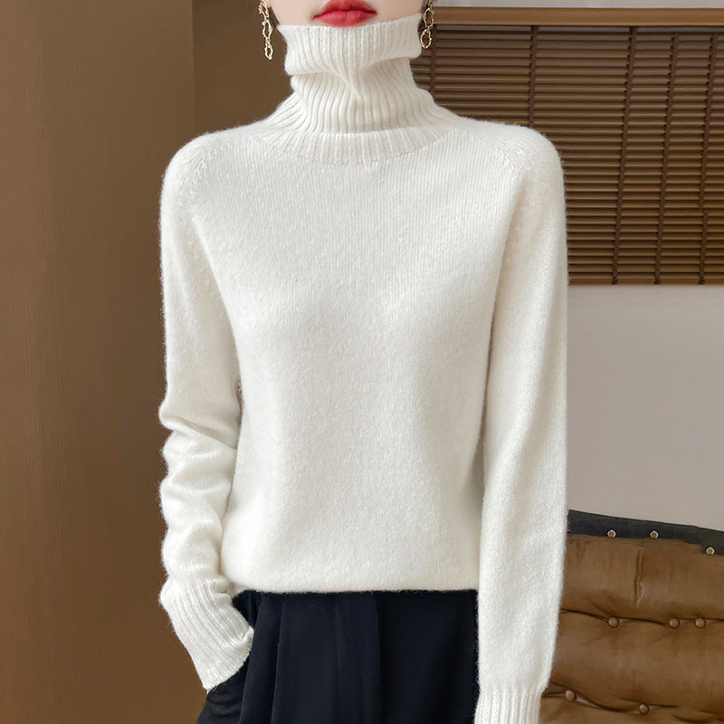Knitted Sweater Solid-color Long-sleeve Pullover Relaxed-fit Bottoming Top