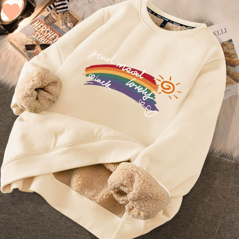 Women's Cute Printed Thickened Fleece Pullover Sweater