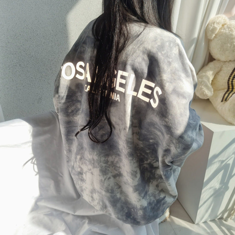 Korean Style Tie-Dye Cotton Sweatshirt for Women