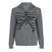 Dark Grunge Chain Zip-Up Hoodie