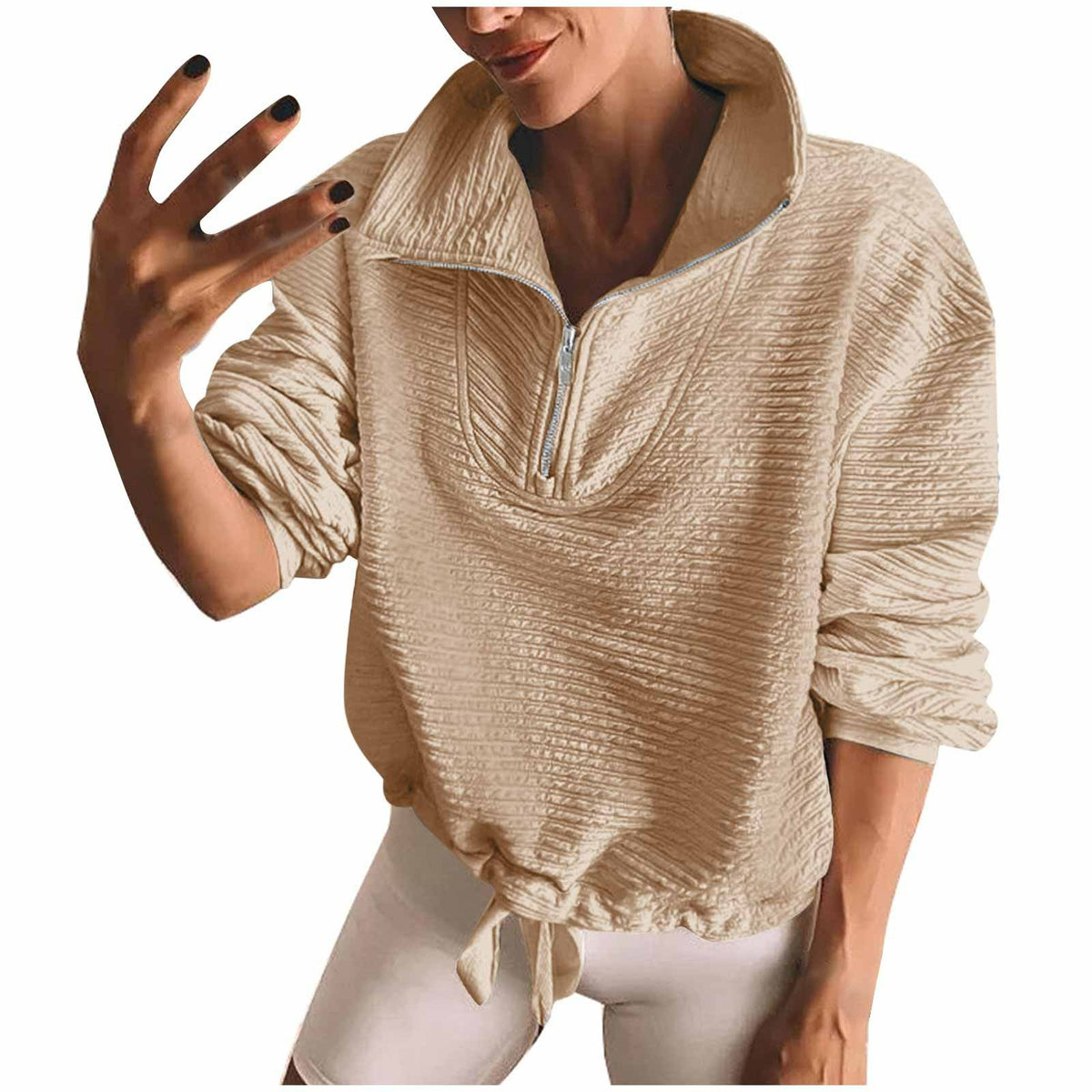 Women's Half-Zip Lapel Sweatshirt & Drawstring Pullover