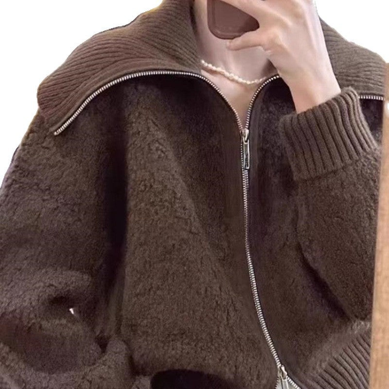 Womens Autumn Winter Outerwear Loose-fit Knitted Cardigan
