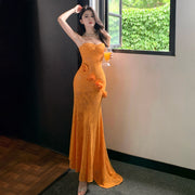 Women's Three-dimensional Floral Strapless Dress