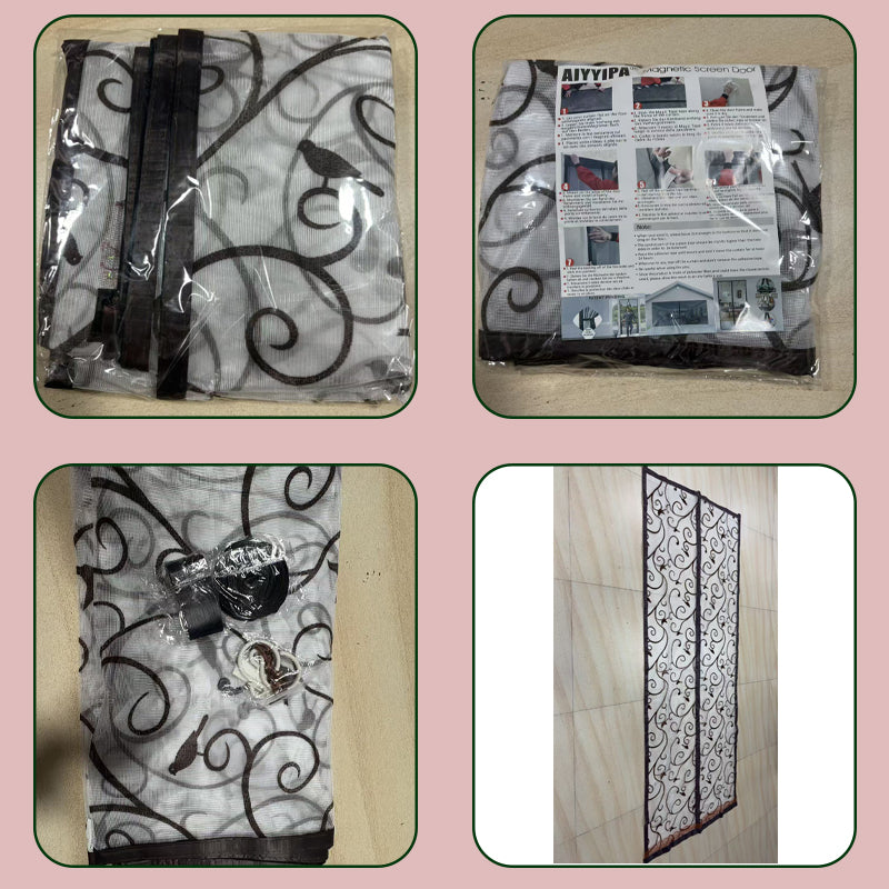 1pc Magnetic Screen Door - Made with Flocked Polyester Fibre 3d Patterned Design, Pet-friendly, Self-closing Mesh Door Curtain, Keeps Out Insects While Allowing Air Circulation, Suitable for Doors Up