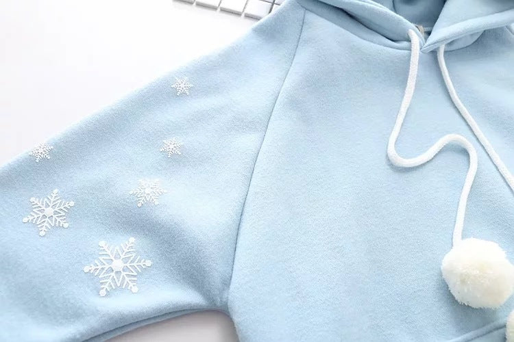 Women's Fleece-Lined Snowflake Embroidered Hoodie