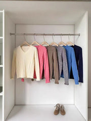 V-neck Pullover Vintage Knit Top for Layering