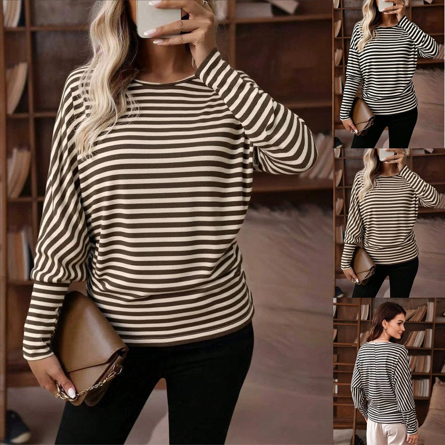Chic Striped Long-sleeve Top for Women