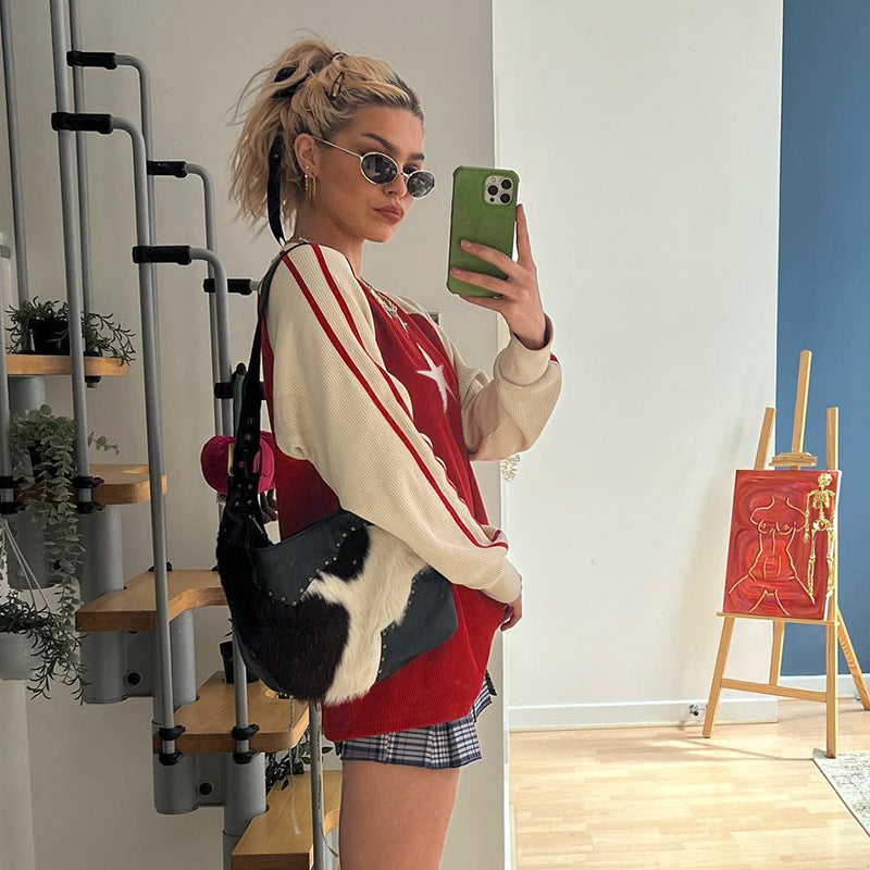 Cozy Striped Wool Blend Pullover Sweater for Women