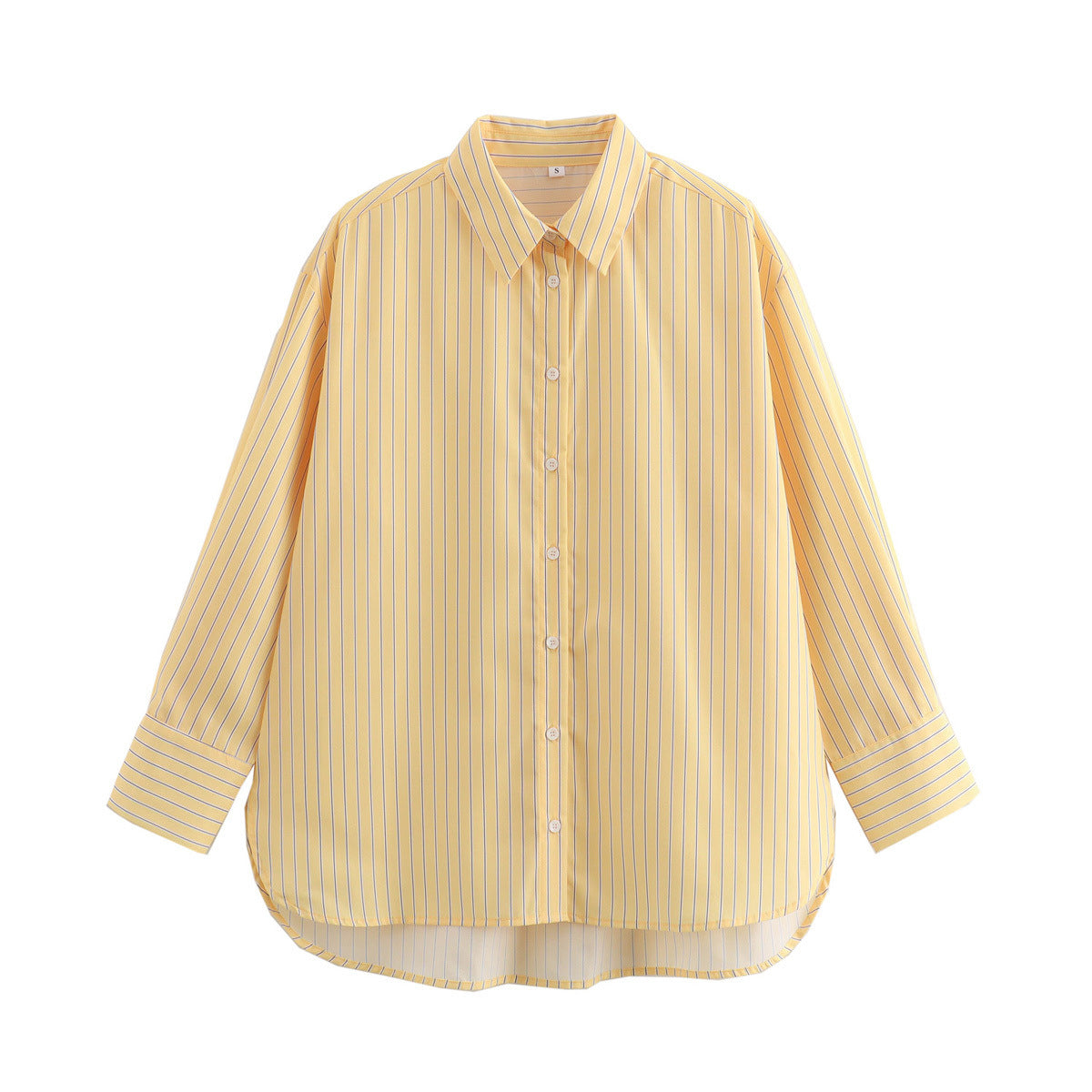 Four-color Striped Single-mouth Pocket Decoration Loose Women's Shirt