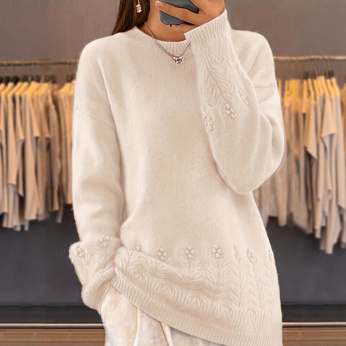 Solid Color Knitted Casual Top for Women