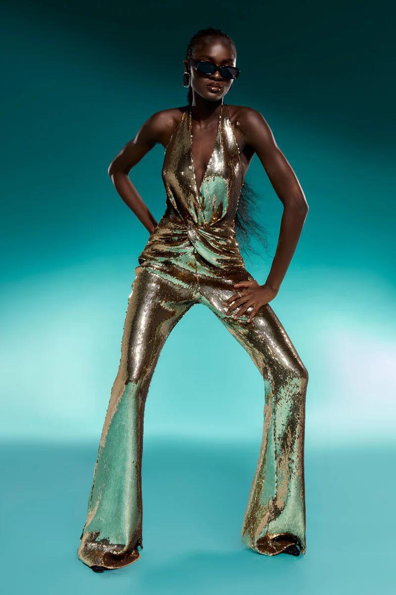 Backless Sequined Elegant Women's Jumpsuit