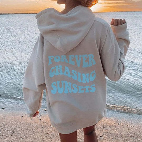 Colorful Letter 3D Printed Loose Hooded Sweatshirt