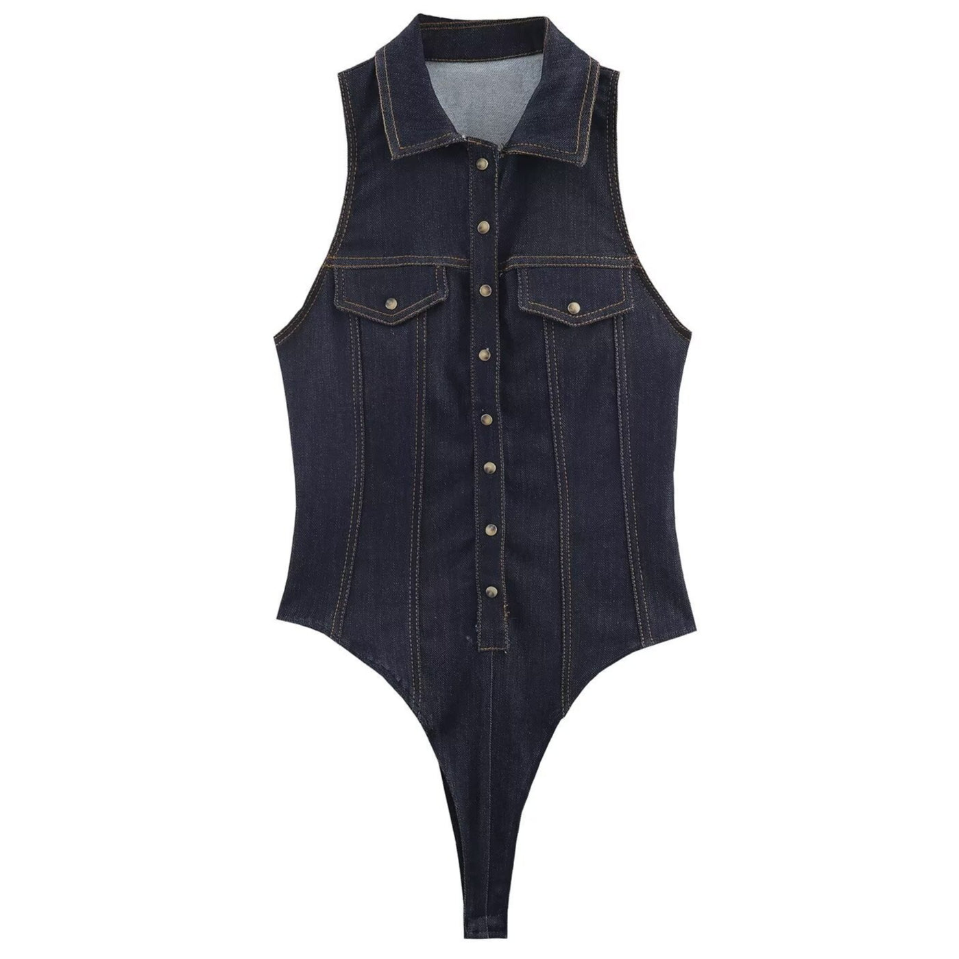 Sleeveless Denim Bodycon Jumpsuit for Women