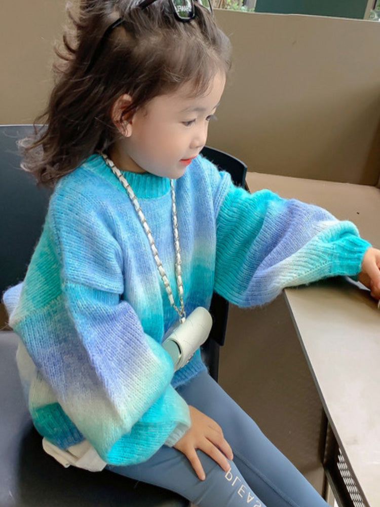 Matching Striped Parent-Child Knit Sweater Coat